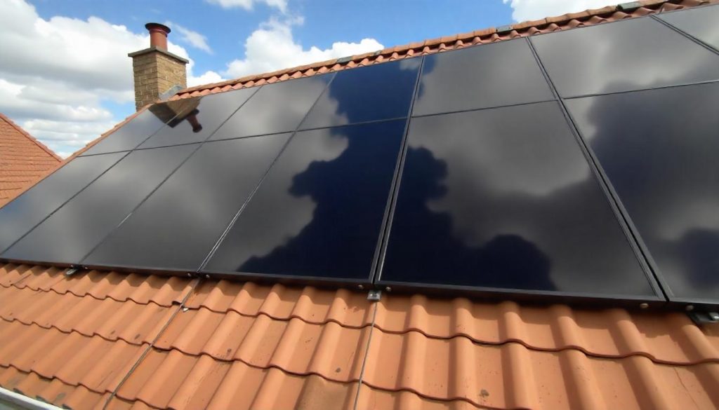 Gamlingay 9 freepik a house with a roof covered in solar panels agains 84572